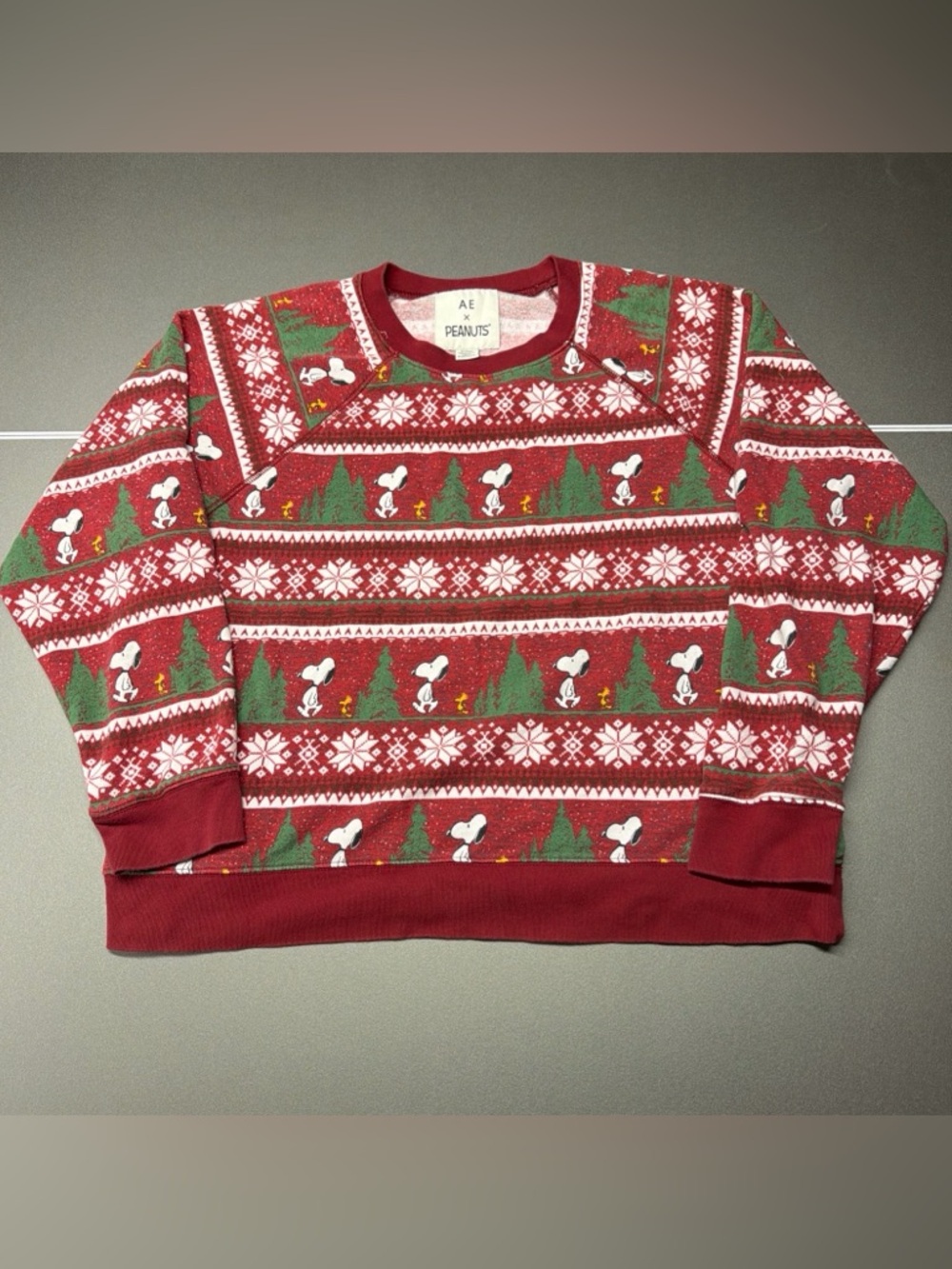 Women’s‎ Sweater AE x Peanuts size XL SNOOPY Crewneck CHRISTMAS American Eagle